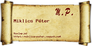 Miklics Péter névjegykártya