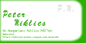 peter miklics business card